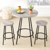 3-Piece Bistro Set Modern Round Counter Height Dining Set w/ 2 Stools - Thumbnail 1