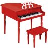 Kids Mini Wooden Grand Piano w/ Lid, Bench, Music Rack, Song Book, Stickers - Thumbnail 1
