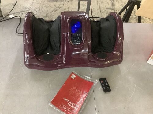 Therapeutic Foot Massager w/ High Intensity Rollers, Remote, 3 Modes - Lot 740