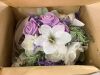 Cascading Lilac Purple & White Artificial Flower Wedding Bouquet 10" - Thumbnail 2