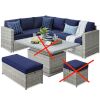 Wicker Outdoor Patio Sectional Set, Couch & Large Ottoman Only - No Hardware, Table or Small Ottoman - Thumbnail 1