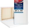 U.S. Art Supply 24 x 48 inch Stretched Canvas 12-Ounce Primed, 3-Pack - Thumbnail 1
