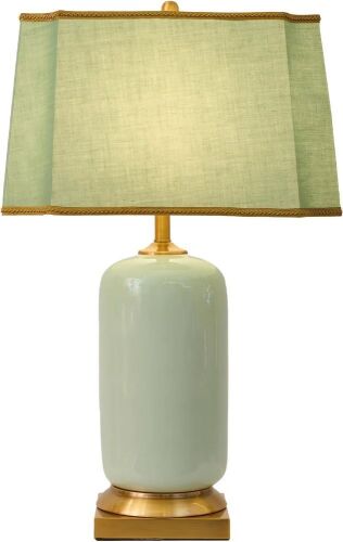 SOMINA 24.8” Green Ceramic Table Lamp with Rectangular Fabric Shade - Lot 175
