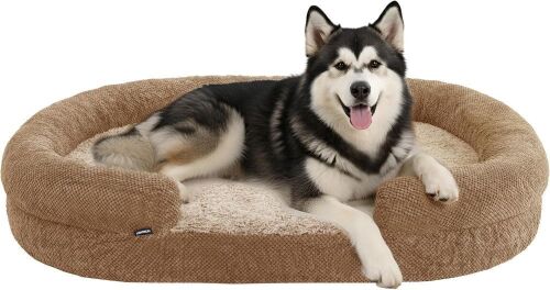 Bolster Dog Bed, Extra Thick 4.7 Inch Large Orthopedic Dog Bed with Memory Foam - Lot 385