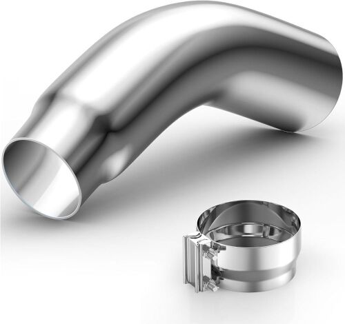 4 inch Diesel Exhaust Pipe Tip Elbow with a Clamp, 4'' Inlet 5'' Outlet 23'' Long - Lot 679