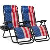 Set of 2 Adjustable Zero Gravity Patio Chair Recliners w/ Cup Holders - Thumbnail 1