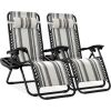Set of 2 Adjustable Zero Gravity Patio Chair Recliners w/ Cup Holders - Thumbnail 1