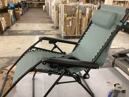 Folding Zero Gravity Recliner Patio Lounge Chair w/ Canopy, Side Tray - Lot 575