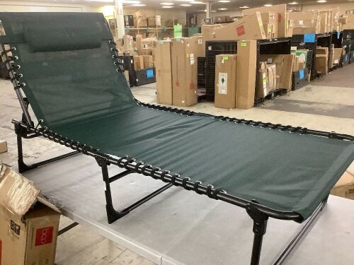 Portable Patio Chaise Lounge Chair Outdoor Recliner w/ Pillow - Lot 582