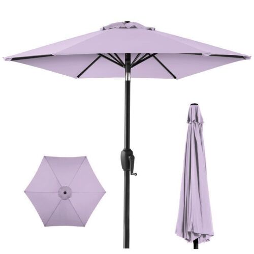 Outdoor Market Patio Umbrella w/ Push Button Tilt, Crank Lift - 7.5ft - Lot 676