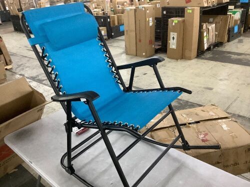 Folding Outdoor Zero Gravity Rocking Lounge Chair w/ Headrest Pillow - Lot 678