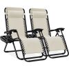 Set of 2 Adjustable Zero Gravity Patio Chair Recliners w/ Cup Holders - Thumbnail 1