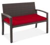 2-Person Wicker Porch Bench for Outdoor, Garden w/ 700lb Capacity - 47in - Thumbnail 1