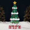 6ft Lighted 2D Christmas Tree Outdoor Decor w/ 170 LED Lights, 3 Gift Boxes - Thumbnail 1