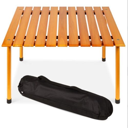 Foldable Indoor Outdoor Wooden Table w/ Carrying Case - 28x28in - Lot 779