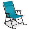 Folding Outdoor Zero Gravity Rocking Lounge Chair w/ Headrest Pillow - Thumbnail 1
