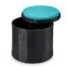 Round Wicker Ottoman, Multipurpose Furniture w/ Removable Cushion - Thumbnail 1