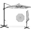 360-Degree Solar LED Cantilever Offset Patio Umbrella w/ Tilt - 10ft - Thumbnail 1