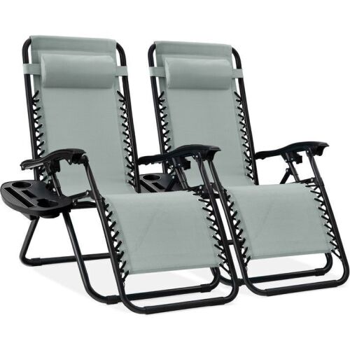 Set of 2 Adjustable Zero Gravity Patio Chair Recliners w/ Cup Holders - Lot 241