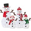 2D Lighted Snowman Family Set Outdoor Yard Decor w/ Twinkling LED Lights - Thumbnail 1