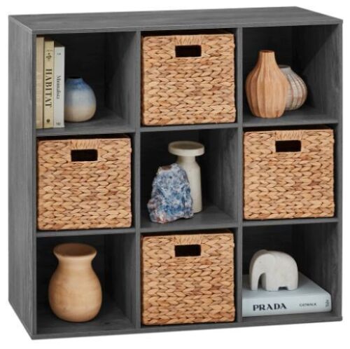 9-Cube Bookshelf Storage Display w/ 3 Removable Panels, Customizable Design - Lot 196