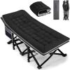 28" Extra Wide Heavy Duty Folding Cot with Mattress, Max Load 600LBS - Thumbnail 1