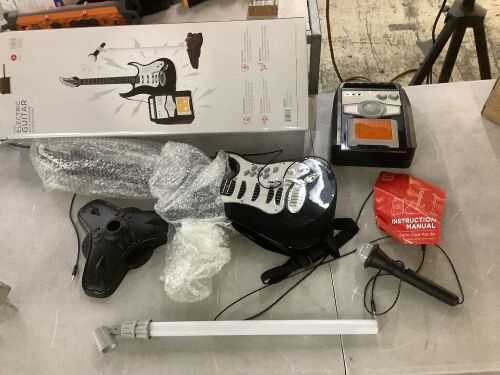Kids Electric Guitar Toy Play Set w/ 6 Songs, Microphone, Amp - Lot 329