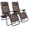 Set of 2 Adjustable Zero Gravity Patio Chair Recliners w/ Cup Holders - Thumbnail 1