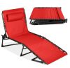 Portable Patio Chaise Lounge Chair Outdoor Recliner w/ Pillow - Thumbnail 1