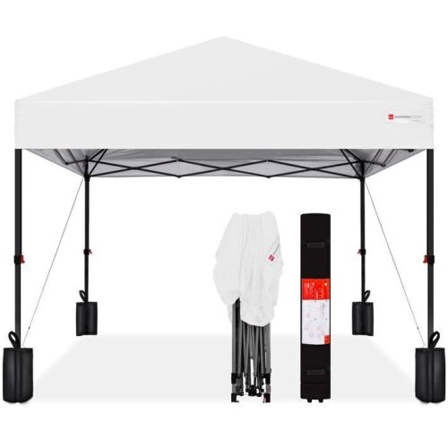 One-Person Setup Instant Pop Up Canopy w/ Case, 4 Weight Bags - 12x12ft - Lot 239