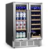 24 in. Dual Zone 18-Wine Bottles and 88-Cans Beverage and Wine Cooler in Stainless Steel with Adjustable Feet, Frostless - Thumbnail 1