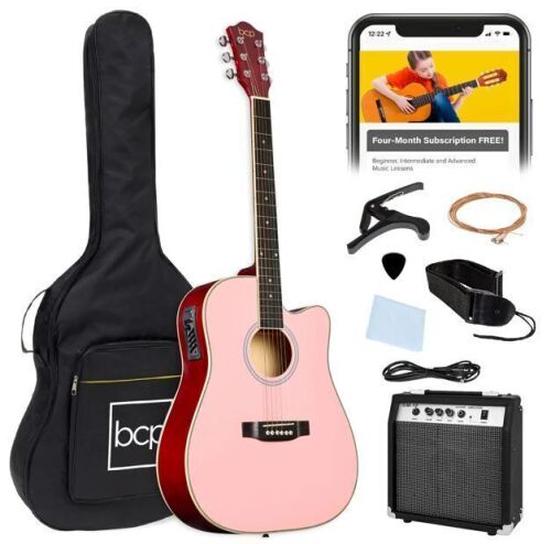 Beginner Acoustic Electric Cutaway Guitar Set w/ Gig Bag, Strap - 41in - Lot 103
