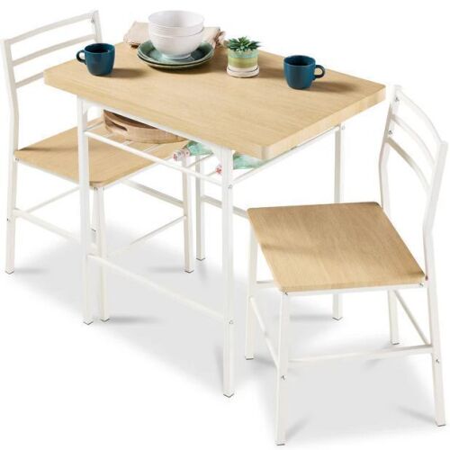 3-Piece Modern Square Dining Set w/ Storage Rack - Lot 116
