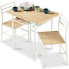 3-Piece Modern Square Dining Set w/ Storage Rack - Thumbnail 1