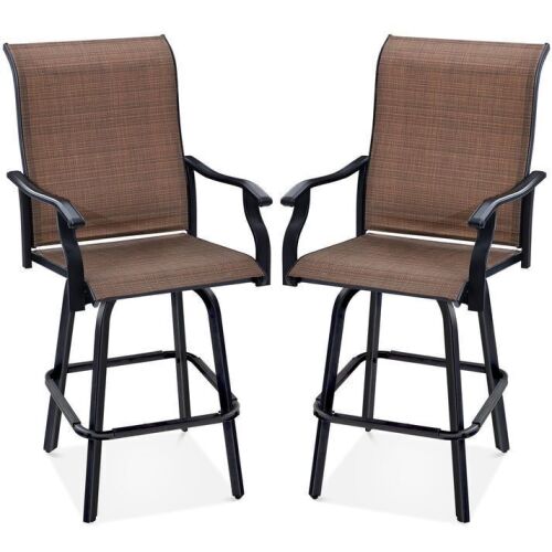 Set of 2 Swivel Barstools w/ 360 Rotation, All-Weather Mesh - Lot 105