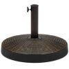 55lb Round Wicker Style Patio Umbrella Stand w/ Blackened Bronze Finish - Thumbnail 1