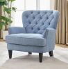 Noble House Tafton Light Blue Fabric Club Chair with Tufted Cushions - Thumbnail 1
