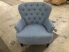 Noble House Tafton Light Blue Fabric Club Chair with Tufted Cushions - Thumbnail 2