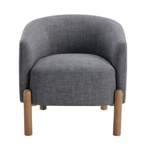 Daisy Gray Textured Upholstery Solid Wood Light Brown Finish Accent Arm Chair - Lot 53JF