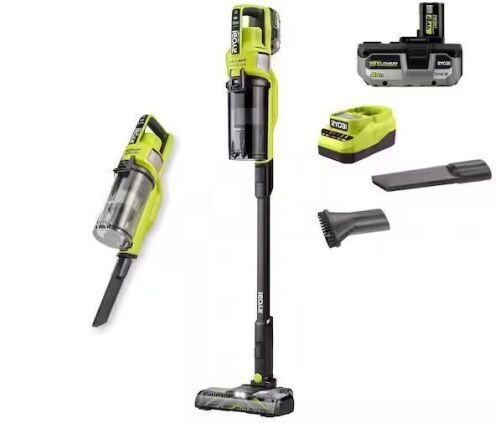 RYOBI ONE+ HP 18V Cordless Pet Stick Vacuum Cleaner Kit with 4.0 Ah HIGH PERFORMANCE Battery and Charger - Lot 30JF