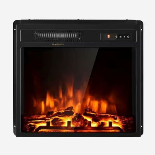Clihome 18 in. 750W/1500W Freestanding and Recessed Electric Fireplace Insert Heater w 5 Flame, Remote Control - Lot 38JF