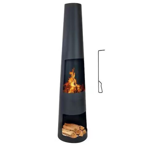 Sunnydaze 59 in. H Steel Chiminea with Log Holder - Lot 40JF