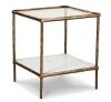 Signature DESIGN BY ASHLEY Ryandale 21 in. Antique Brass Square Glass End Table with Marble Shelf - Thumbnail 1