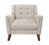 CHRISTOPHER KNIGHT HOME Candace Beige Fabric Arm Chair with Tufted Cushions - Thumbnail 1