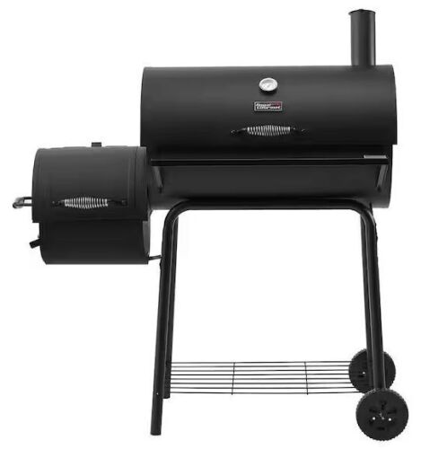 Royal Gourmet 28 in. Barrel Charcoal Grill with Offset Smoker in Black - Lot 49JF