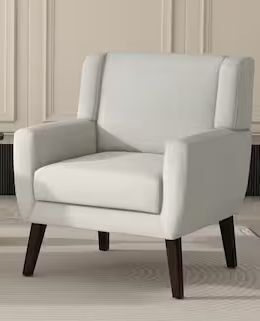 Contemporary Beige Wood Frame Linen Upholstered Accent Arm Chair - Lot 28JF
