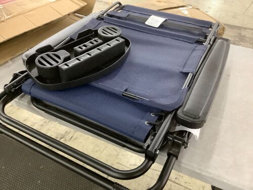 Folding Zero Gravity Recliner Patio Lounge Chair w/ Canopy, Side Tray - Lot 583