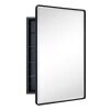 TEHOME Farmhouse 24 in. W x 36 in. H Recessed Rectangular Metal Framed Bathroom Medicine Cabinets with Mirror in Matte Black - Thumbnail 1