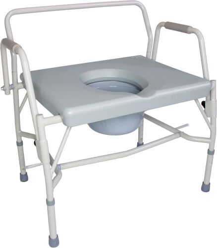 DMI Drop Arm Portable Toilet Commode, Extra-Wide Seat, 500 Pound Weight Capacity - Lot 748
