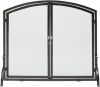 UniFlameLarge Single Panel Black Wrought Iron Fireplace Screen with Doors, 44" x 34" - Thumbnail 1